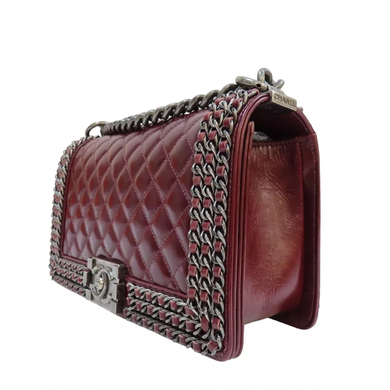 CHANEL QUILTED CALFSKIN LEATHER CHAIN AROUND MAXI BOY BAG