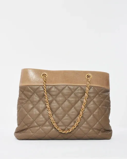 CHANEL QUILTED CALFSKIN LEATHER LARGE SOFT ELEGANCE TOTE BAG-HS