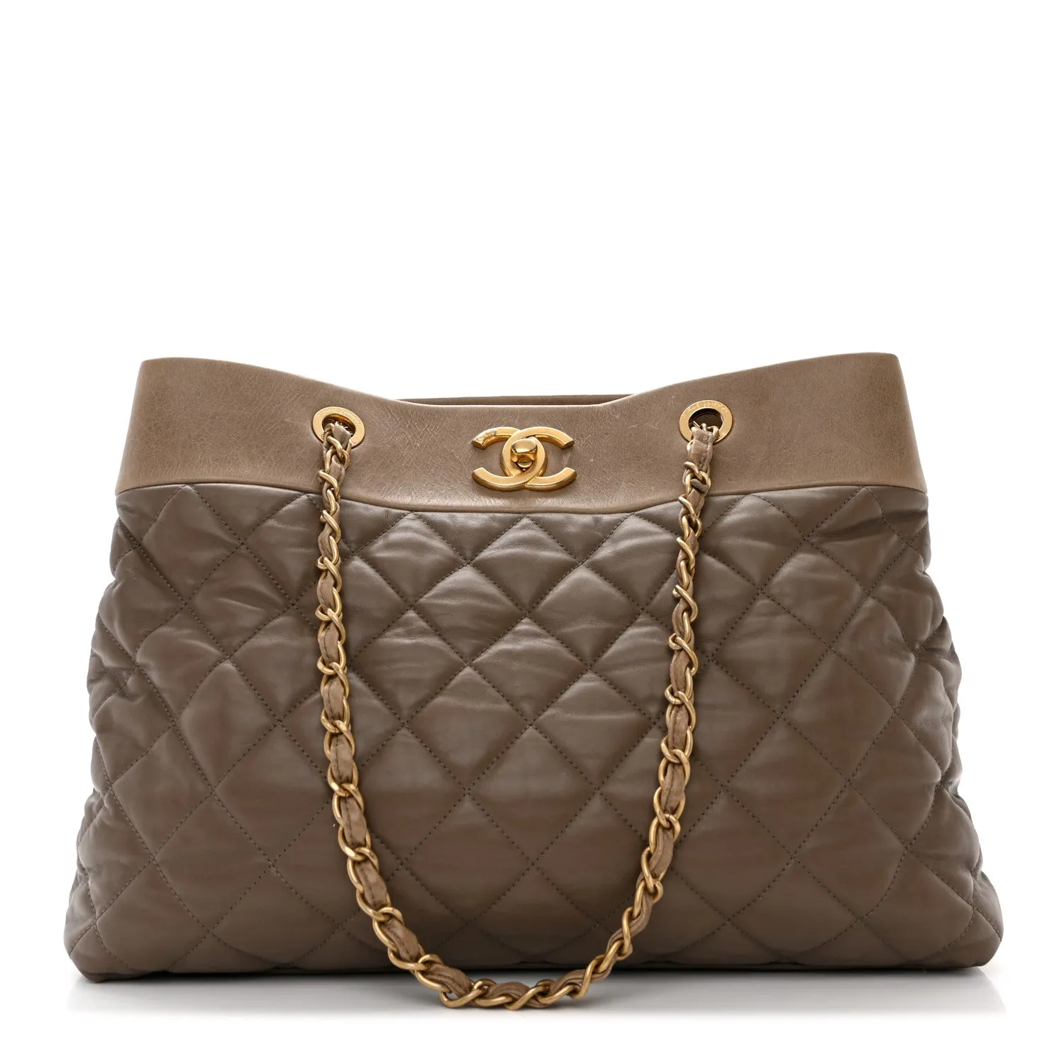 CHANEL QUILTED CALFSKIN LEATHER LARGE SOFT ELEGANCE TOTE BAG-HS