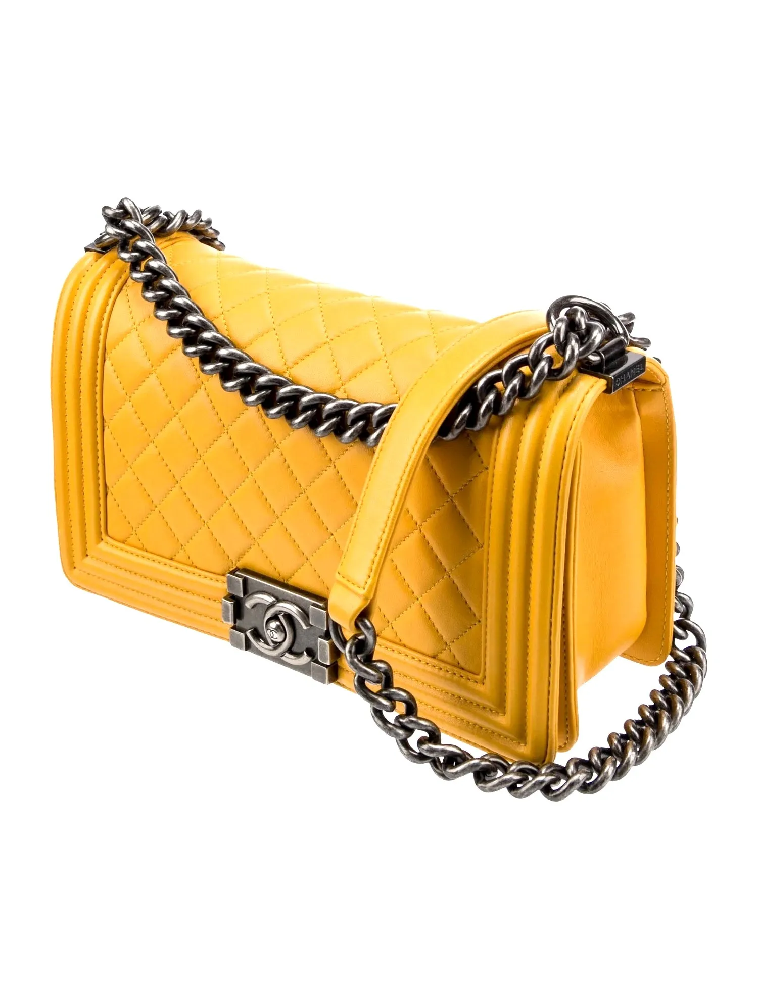 CHANEL QUILTED CALFSKIN LEATHER MEDIUM BOY BAG-HS
