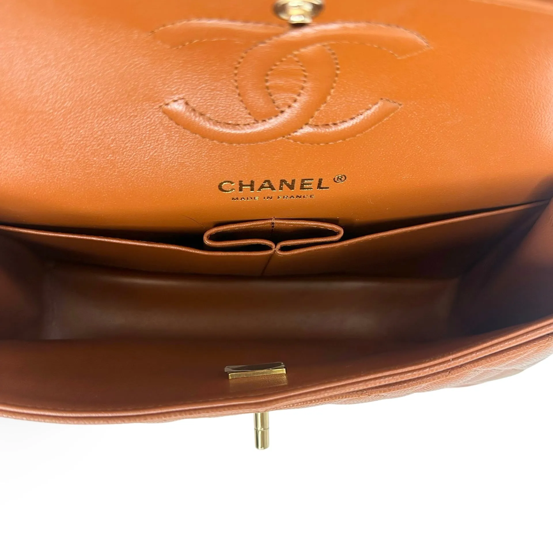 CHANEL: Quilted Caviar Small Classic Double Flap