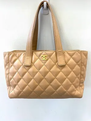 CHANEL QUILTED LAMBSKIN LEATHER WILD STITCH TOTE