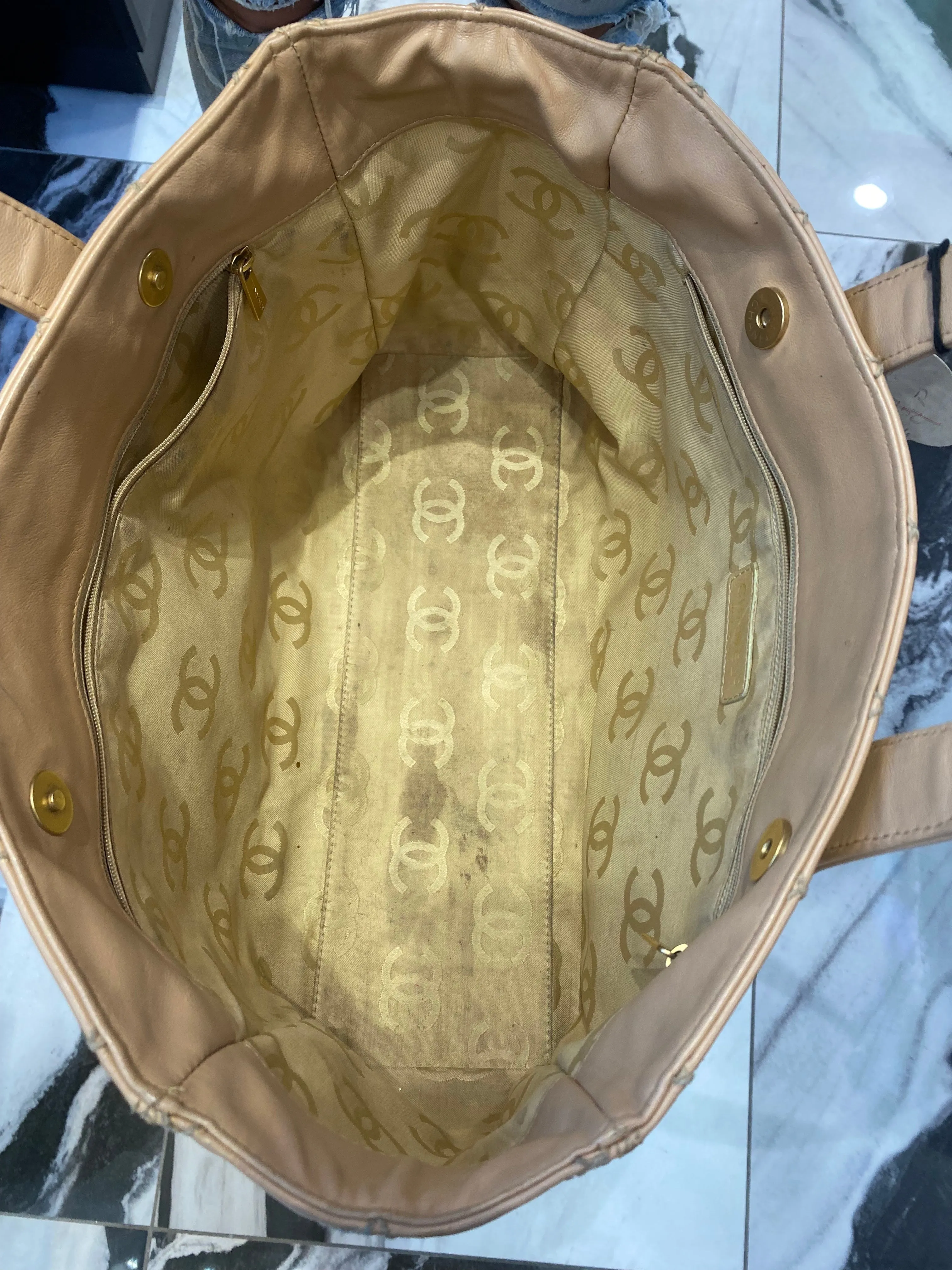 CHANEL QUILTED LAMBSKIN LEATHER WILD STITCH TOTE