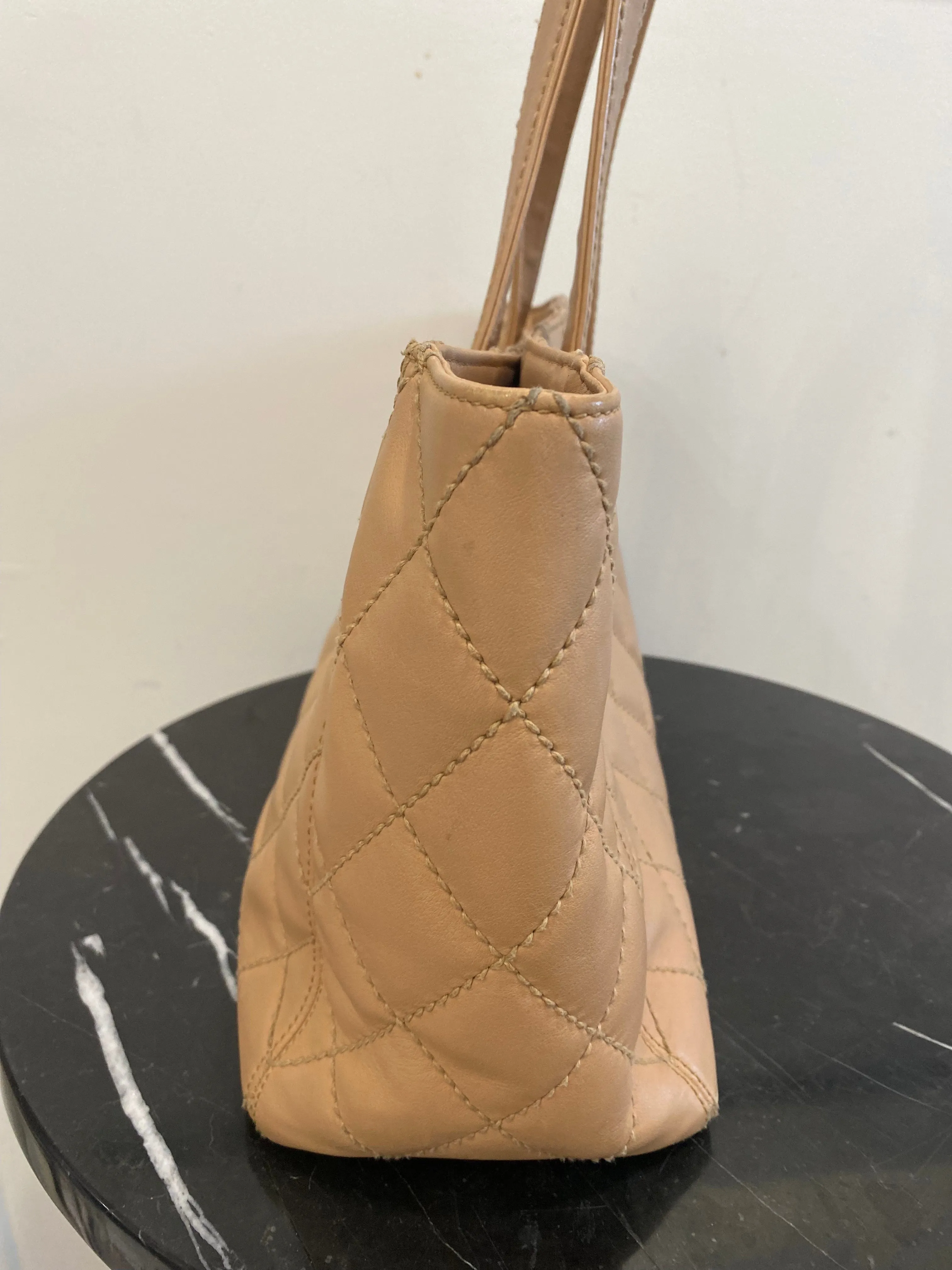 CHANEL QUILTED LAMBSKIN LEATHER WILD STITCH TOTE