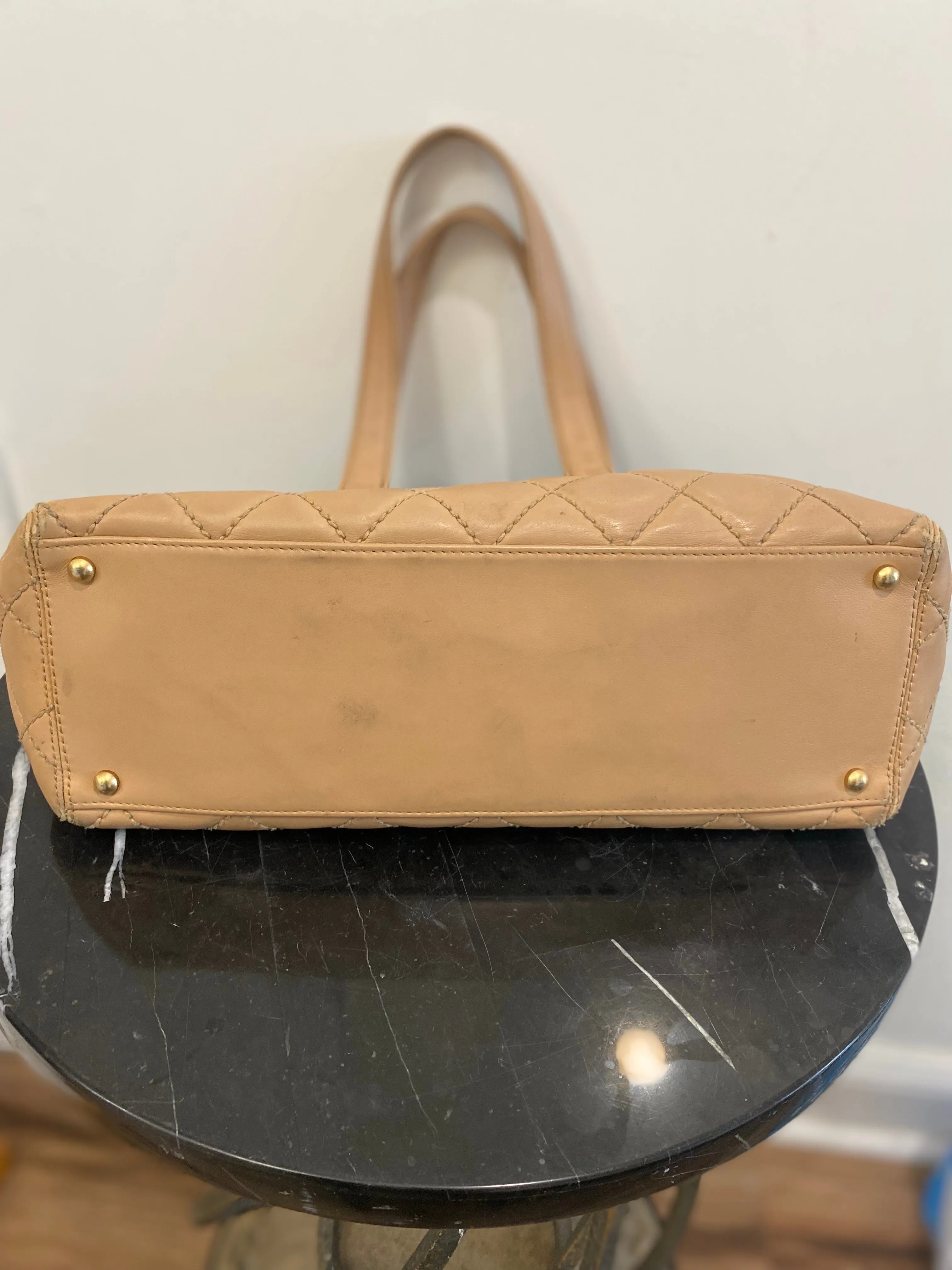 CHANEL QUILTED LAMBSKIN LEATHER WILD STITCH TOTE