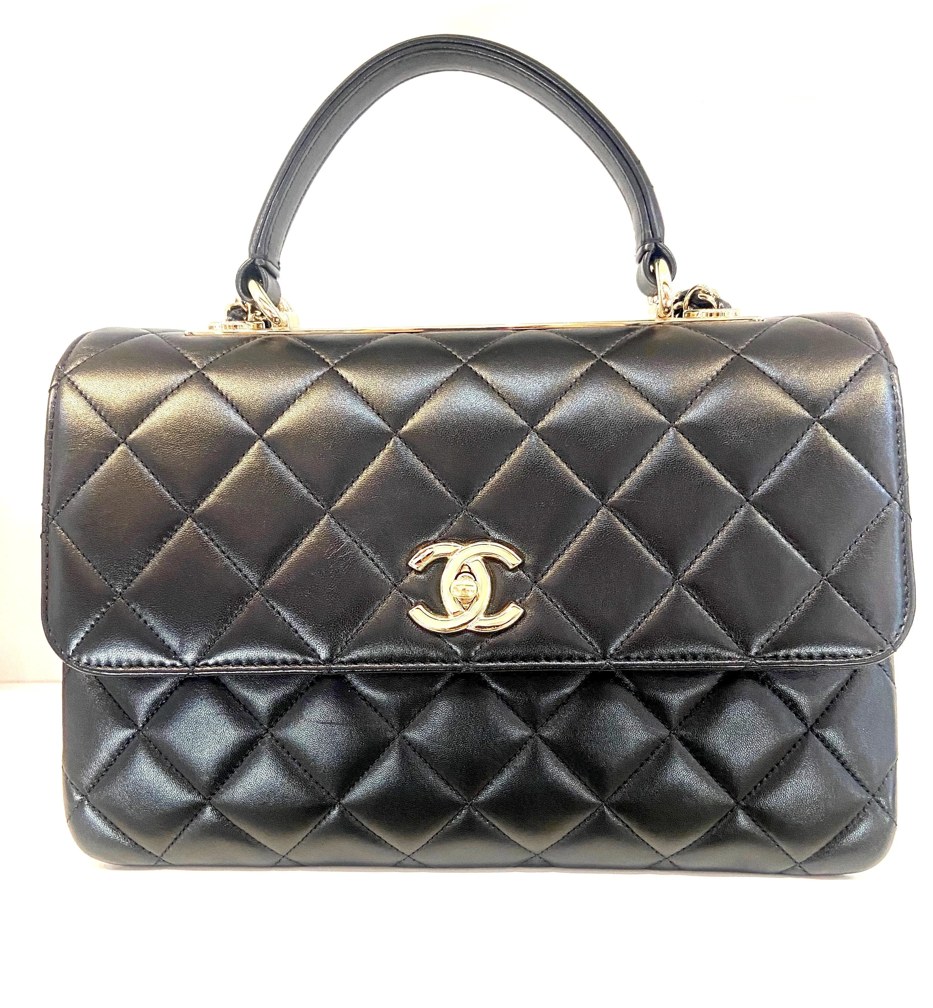 CHANEL QUILTED LAMBSKIN MEDIUM TRENDY CC HANDLE FLAP BAG