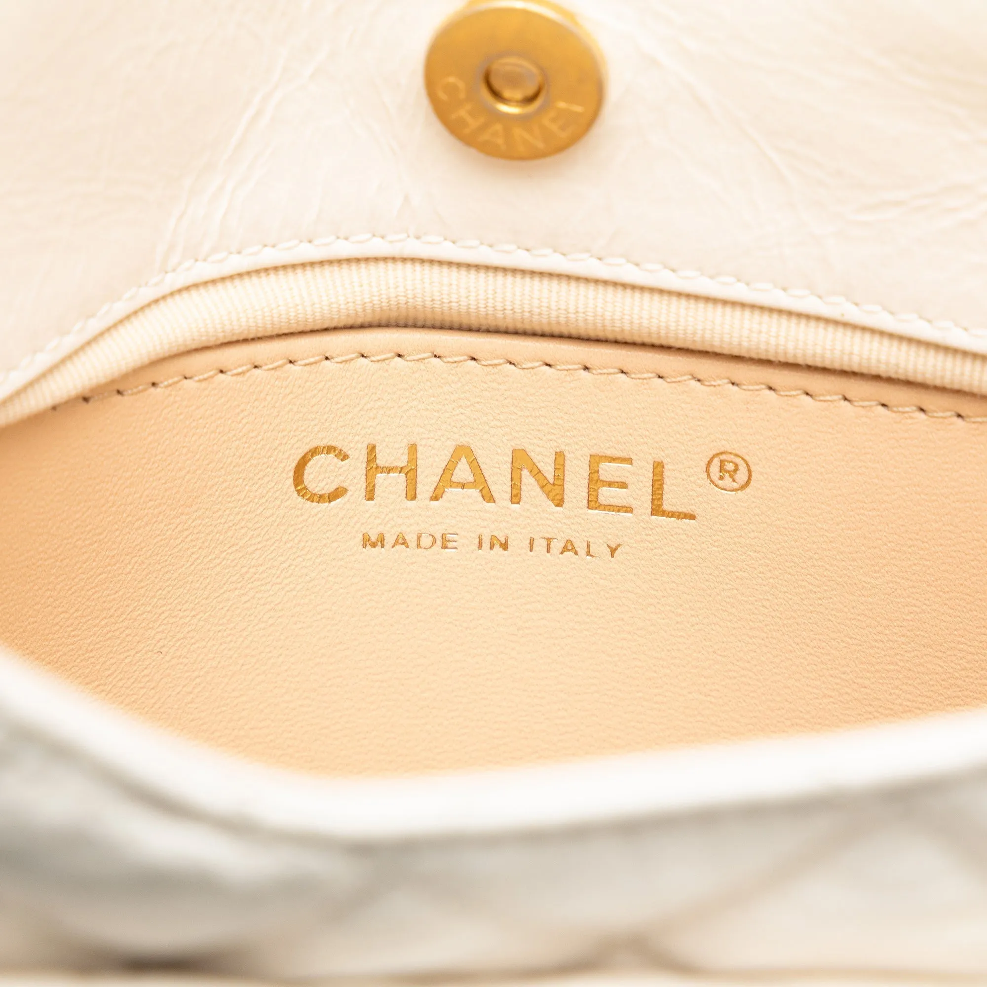 Chanel Small CC Crumpled Calfskin Wavy Hobo Crossbody Bag