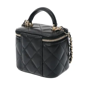 Chanel Small Vanity Chain Shoulder Black Champagne AP2198 Women's Lambskin Bag