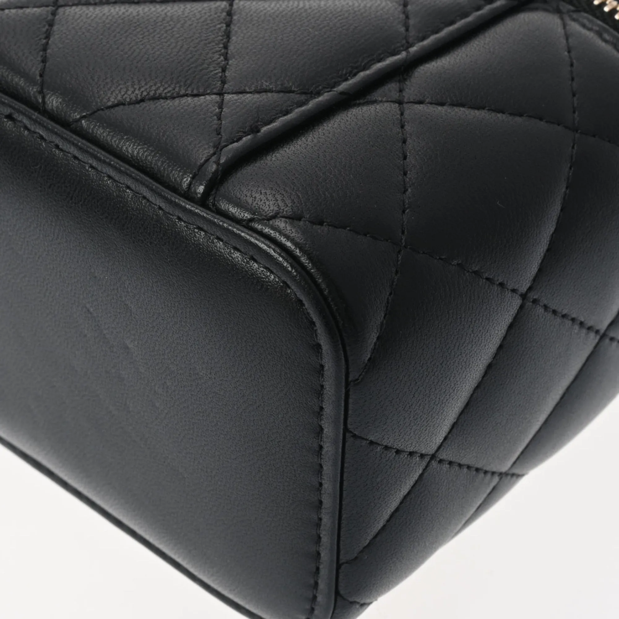 Chanel Small Vanity Chain Shoulder Black Champagne AP2198 Women's Lambskin Bag