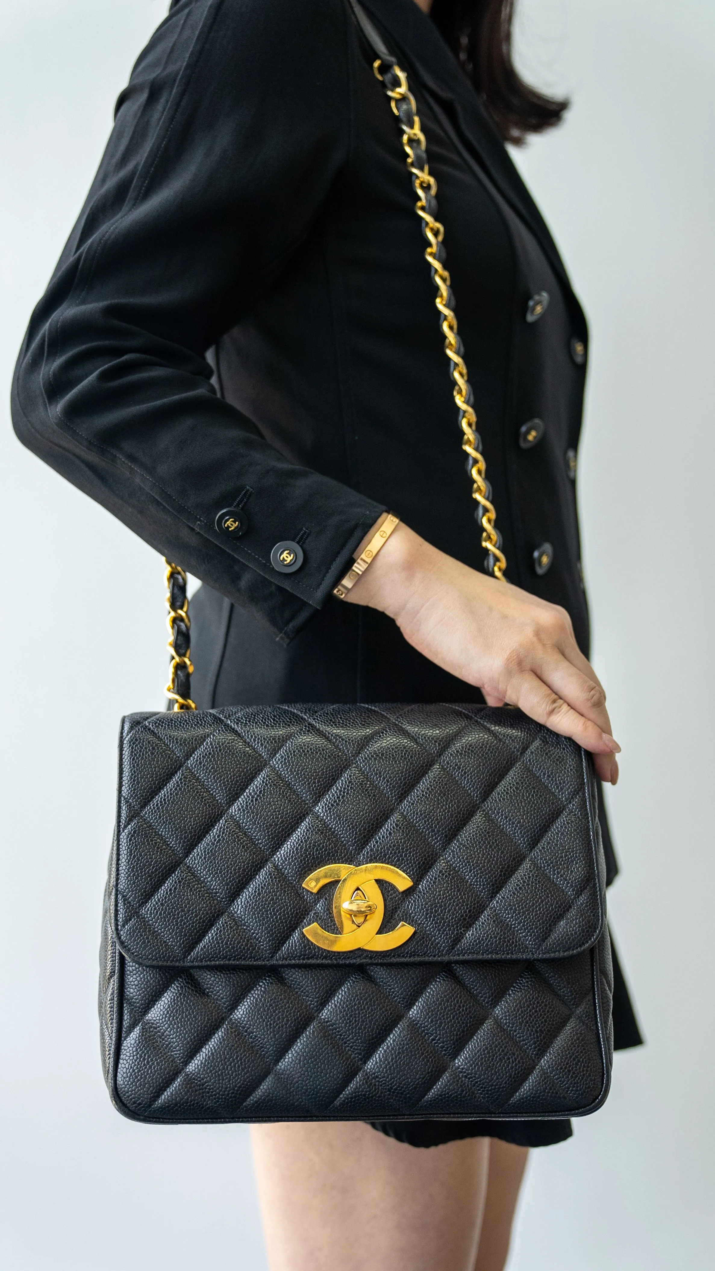 Chanel Square Satchel style bag with large CC hardware - AWL3366