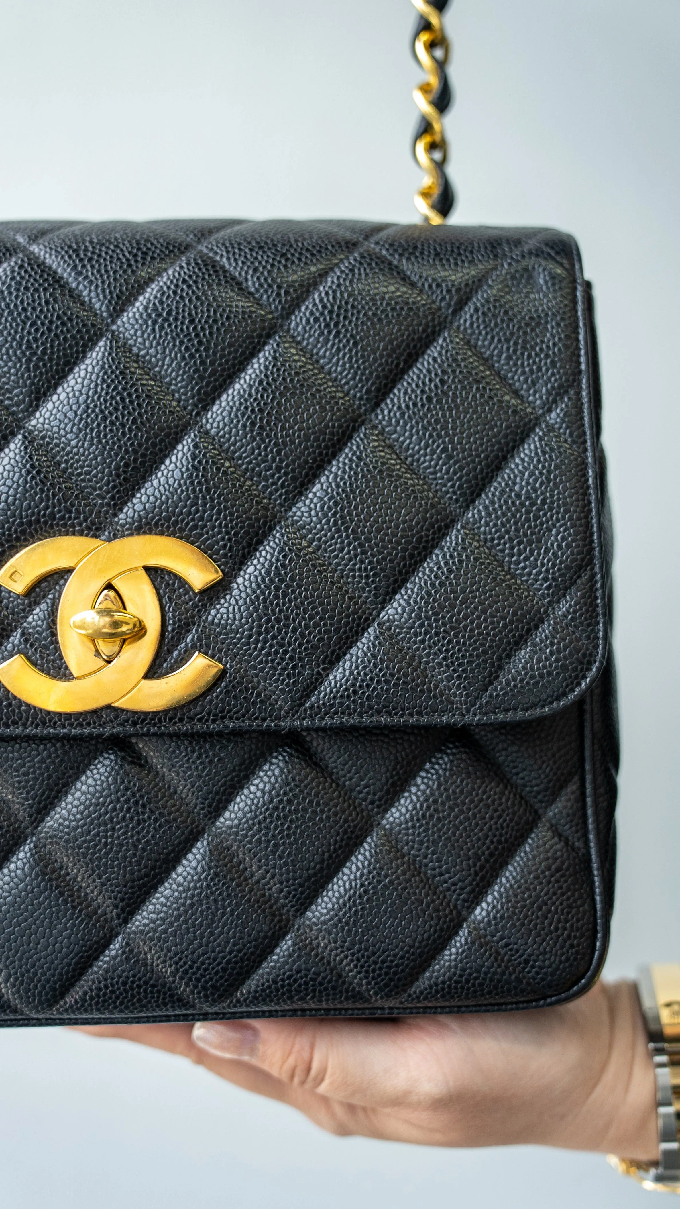 Chanel Square Satchel style bag with large CC hardware - AWL3366