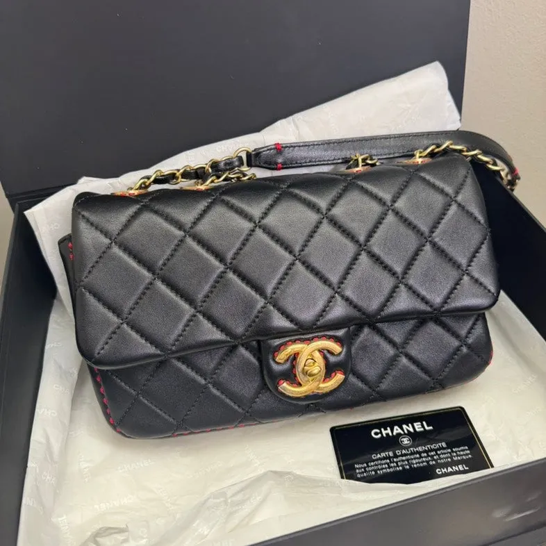 Chanel Timeless Flap Bag Black Lambskin Shoulder Bag