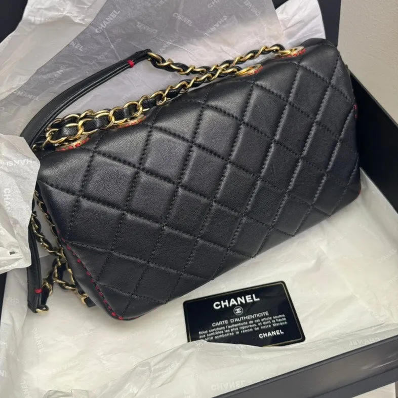 Chanel Timeless Flap Bag Black Lambskin Shoulder Bag