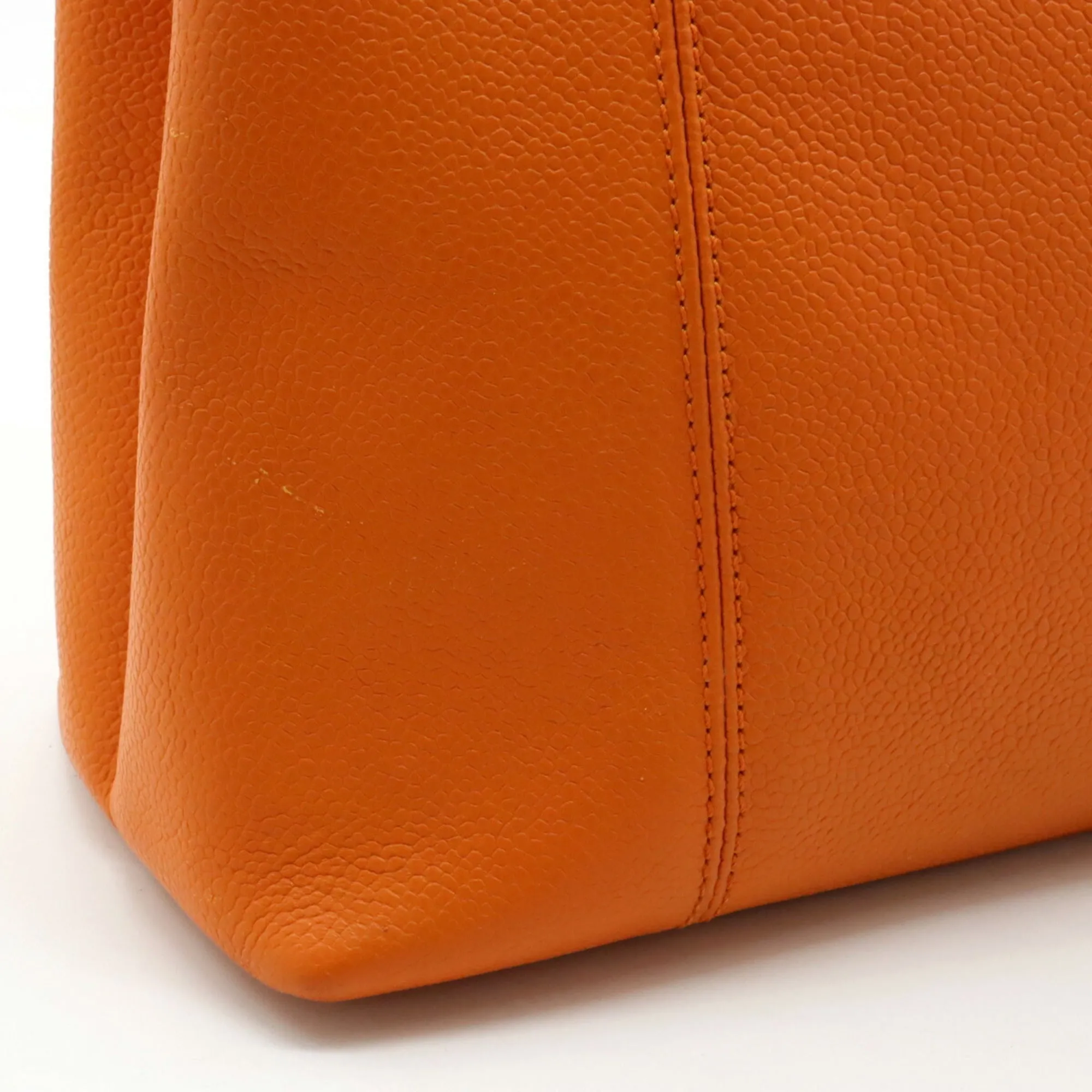 Chanel Tote Bag shoulder caviar skin leather orange