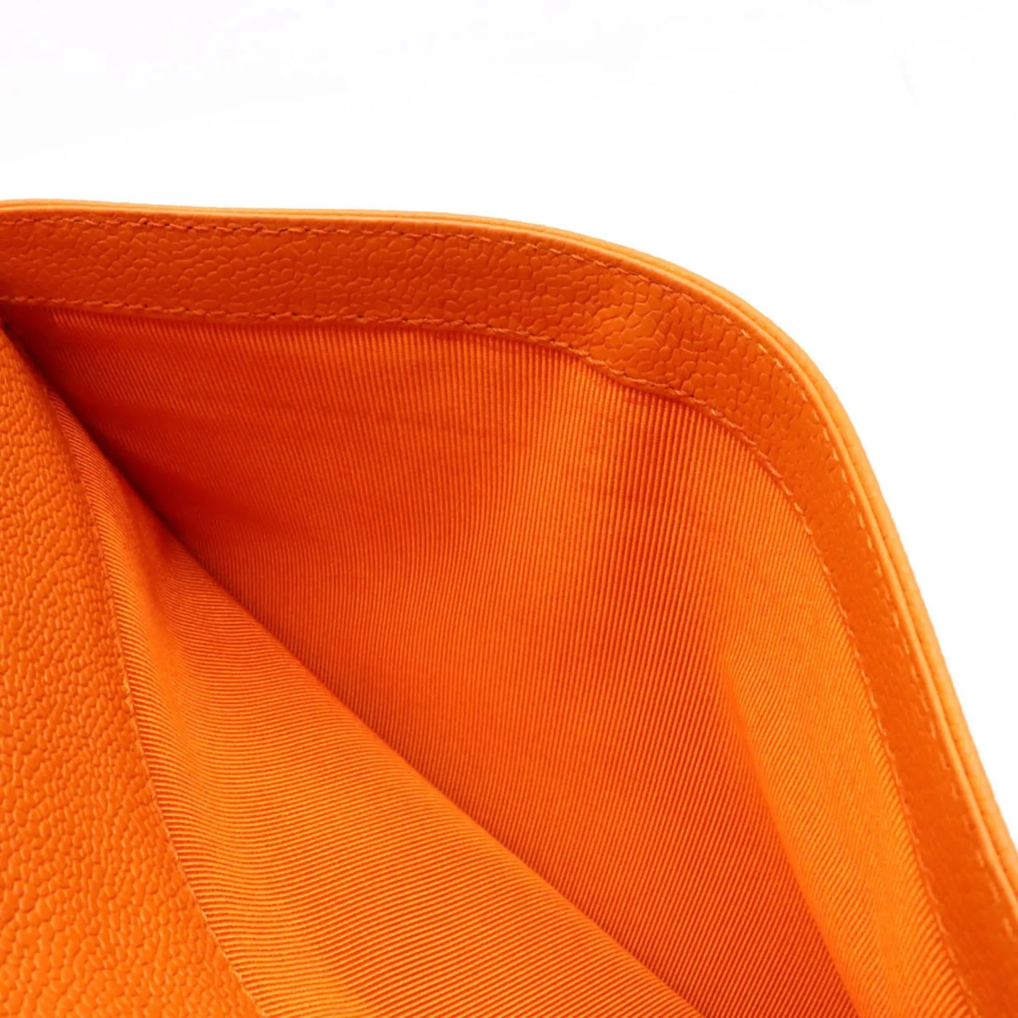 Chanel Tote Bag shoulder caviar skin leather orange