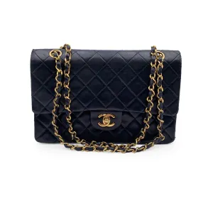 CHANEL Vintage Black Quilted Timeless Classic 2.55 Shoulder Bag 25 Cm