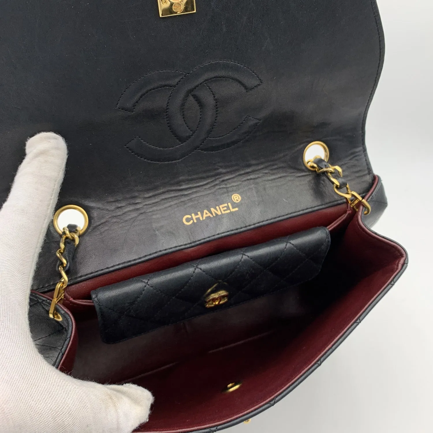 Chanel Vintage Black Quilted Trapeze Flap Shoulder Bag With Wallet