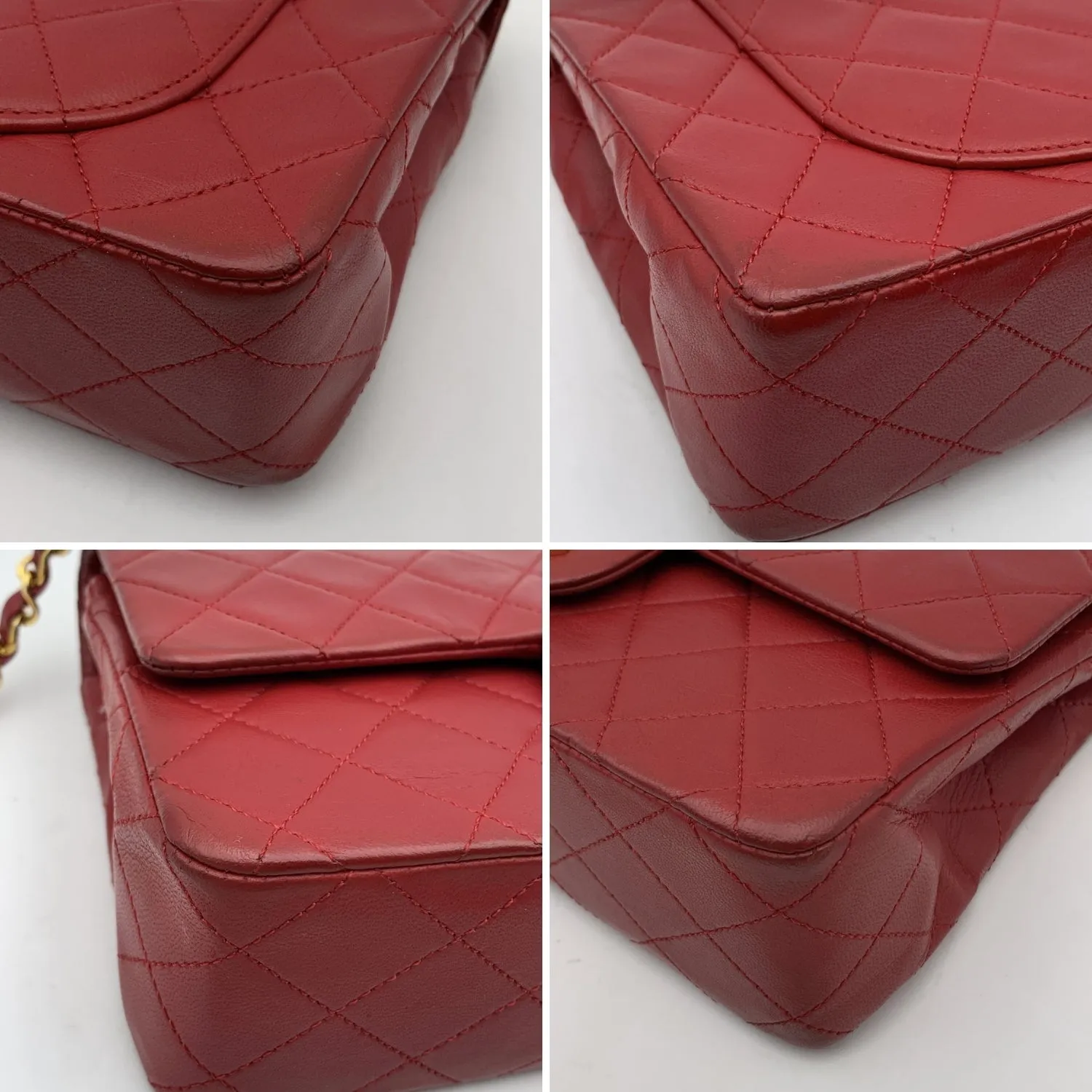 CHANEL Vintage Red Quilted Timeless Classic Small 2.55 Bag 23 Cm