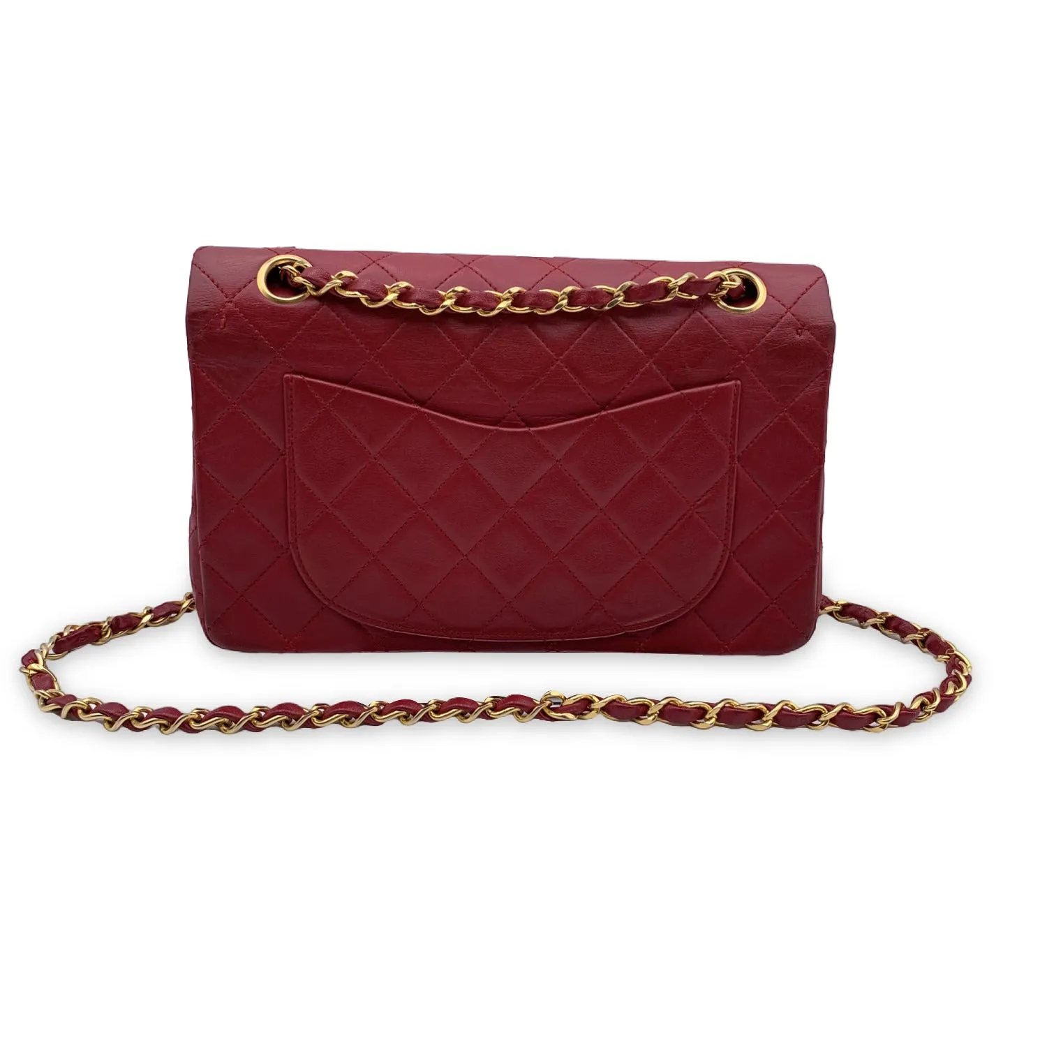 CHANEL Vintage Red Quilted Timeless Classic Small 2.55 Bag 23 Cm