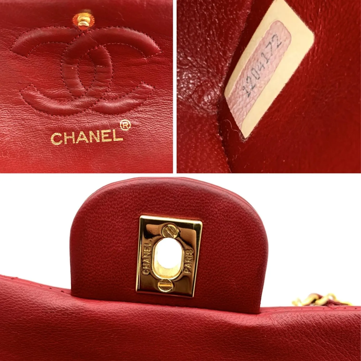 CHANEL Vintage Red Quilted Timeless Classic Small 2.55 Bag 23 Cm
