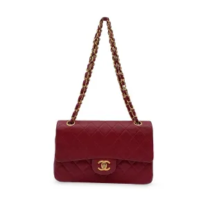 CHANEL Vintage Red Quilted Timeless Classic Small 2.55 Bag 23 Cm