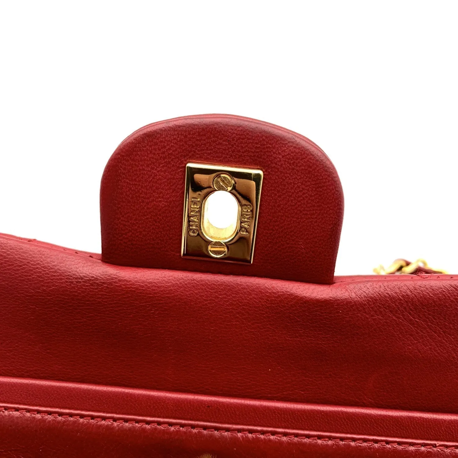 CHANEL Vintage Red Quilted Timeless Classic Small 2.55 Bag 23 Cm