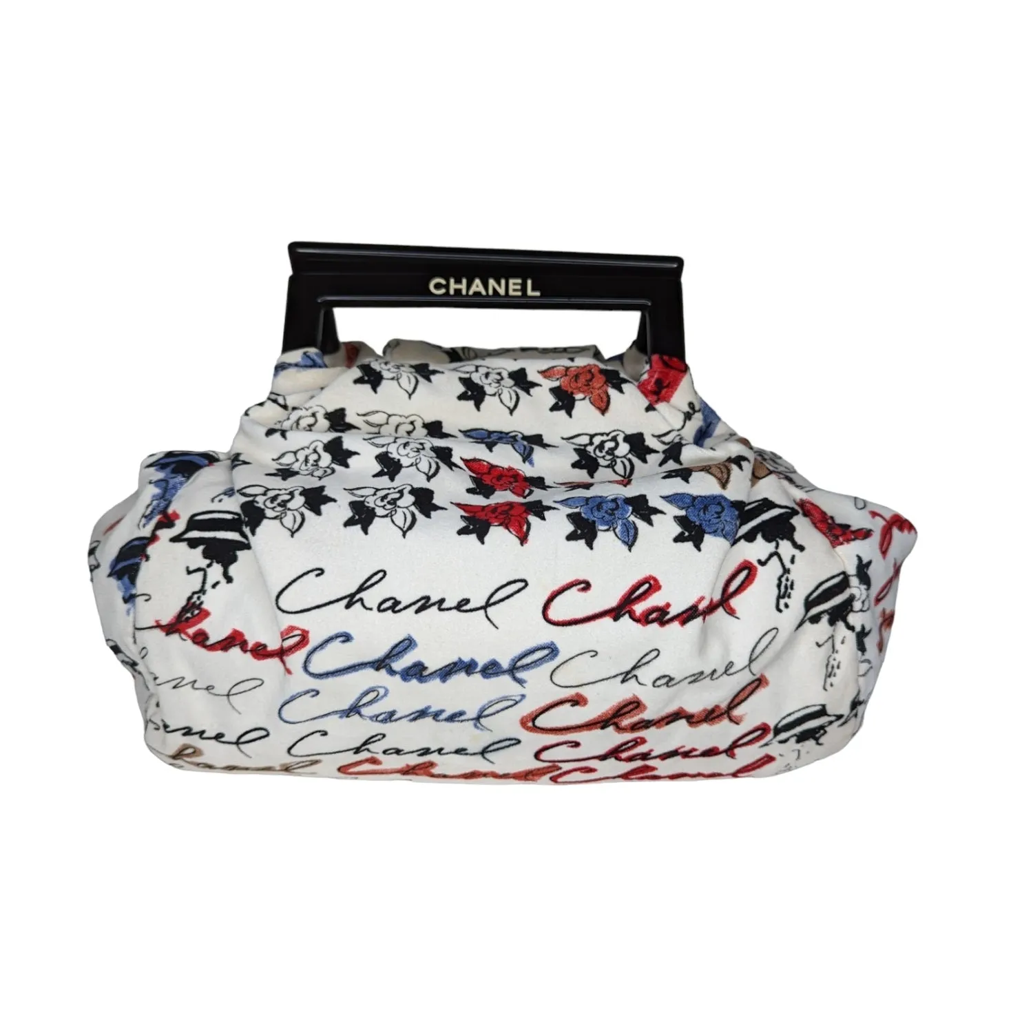 Chanel Vintage Velour Camellia Handle Bag