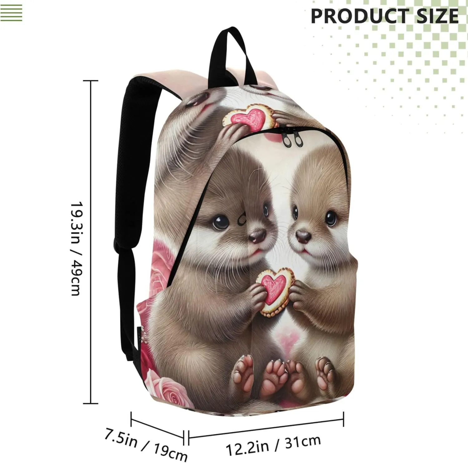CHIFIGNO Casual Backpacks for Women Cute Adorable Otter Valentine Love Daypack Backpack for Girls Bookbag