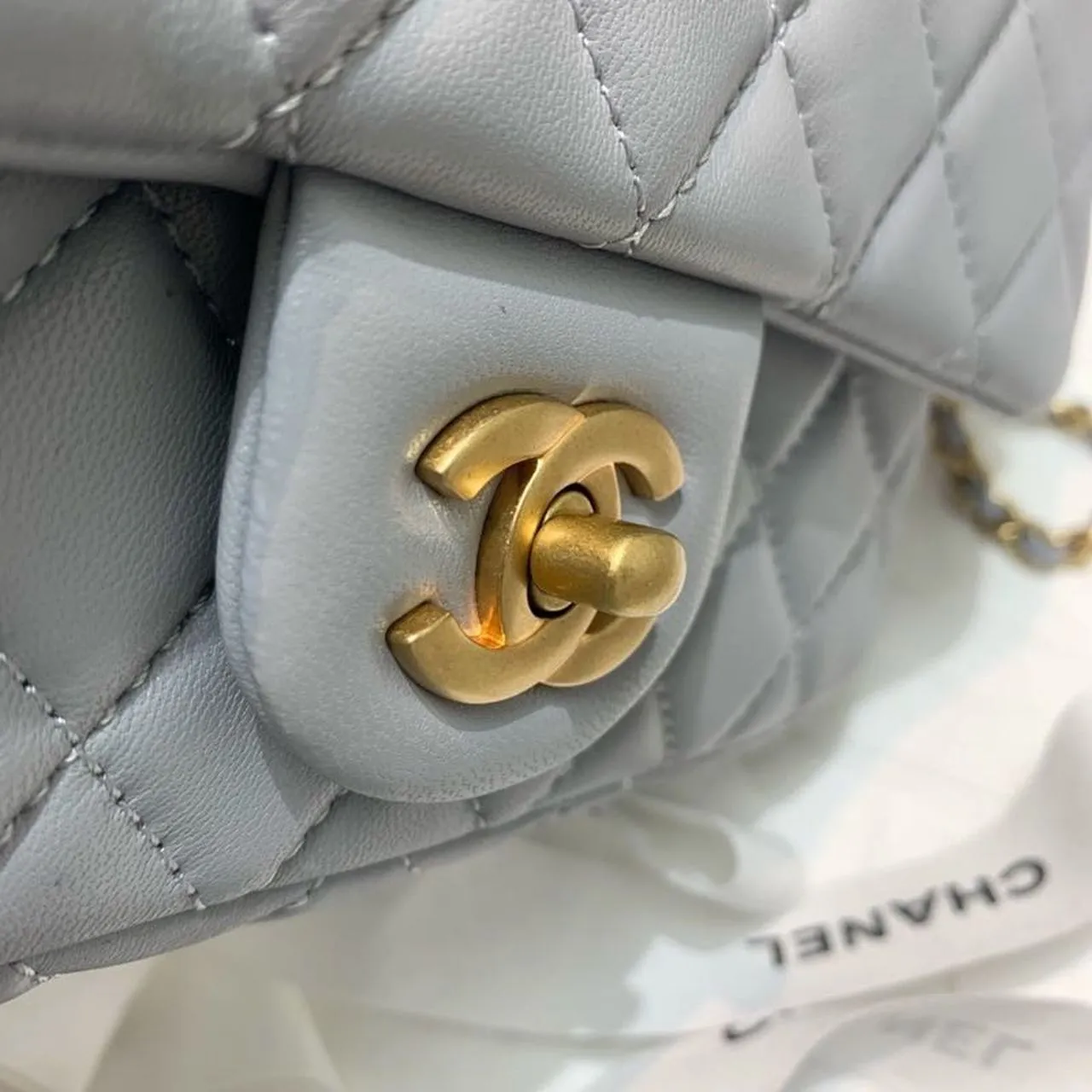 CHLFlap Bag With CHLBall On Strap Grey For Women, Women&#8217;s Handbags, Shoulder And Crossbody Bags 7.8in/20cm AS1787