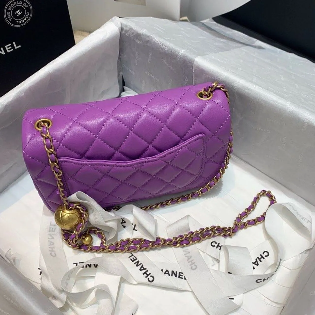 CHLFlap Bag With CHLBall On Strap Purple For Women, Women&#8217;s Handbags, Shoulder And Crossbody Bags 7.8in/20cm AS1787
