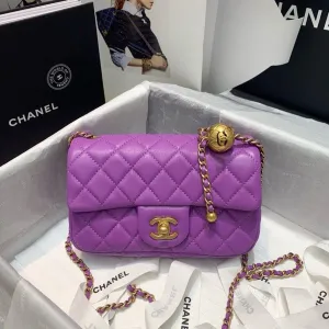 CHLFlap Bag With CHLBall On Strap Purple For Women, Women&#8217;s Handbags, Shoulder And Crossbody Bags 7.8in/20cm AS1787