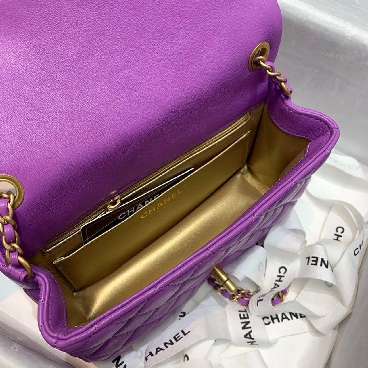 CHLFlap Bag With CHLBall On Strap Purple For Women, Women&#8217;s Handbags, Shoulder And Crossbody Bags 7.8in/20cm AS1787