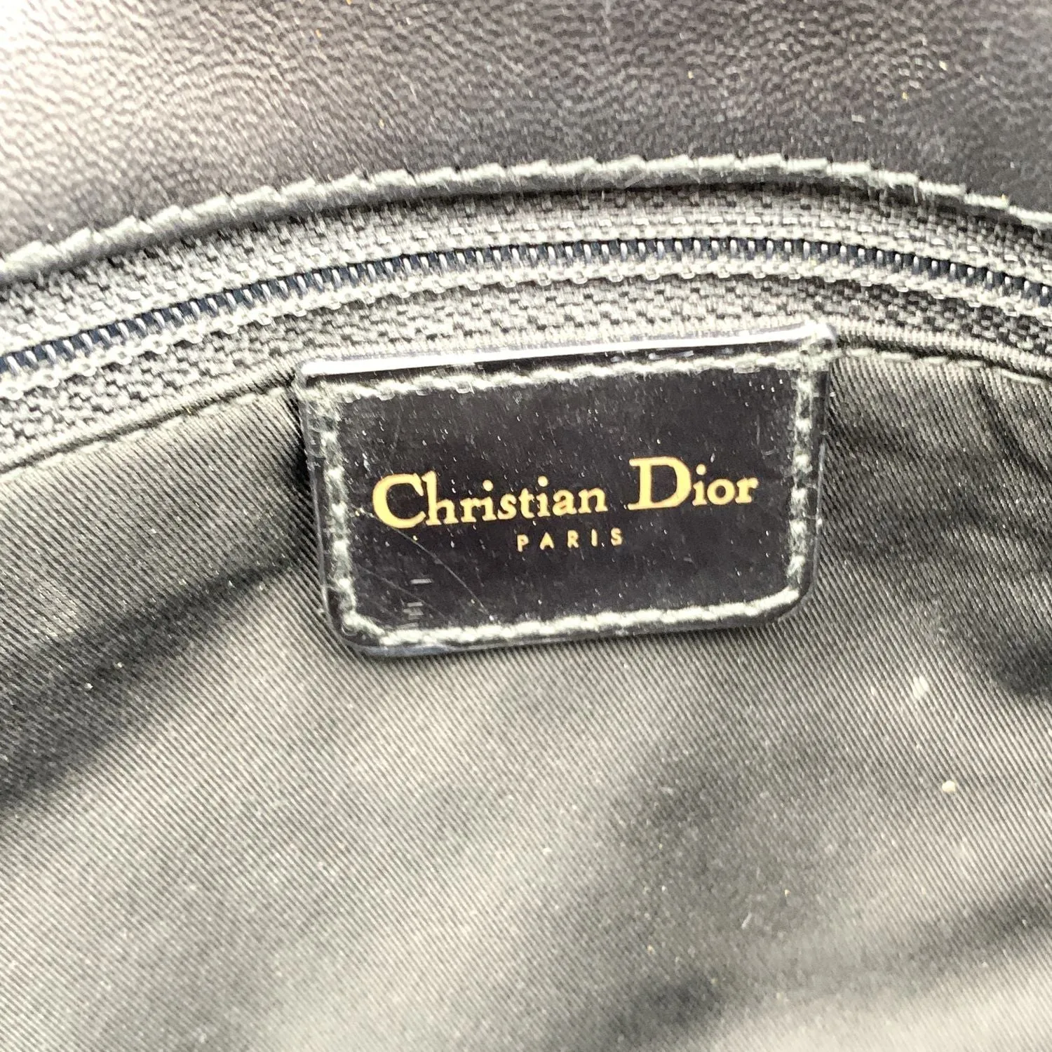 CHRISTIAN DIOR Black Perforated Leather Cannage Chain Shoulder Bag