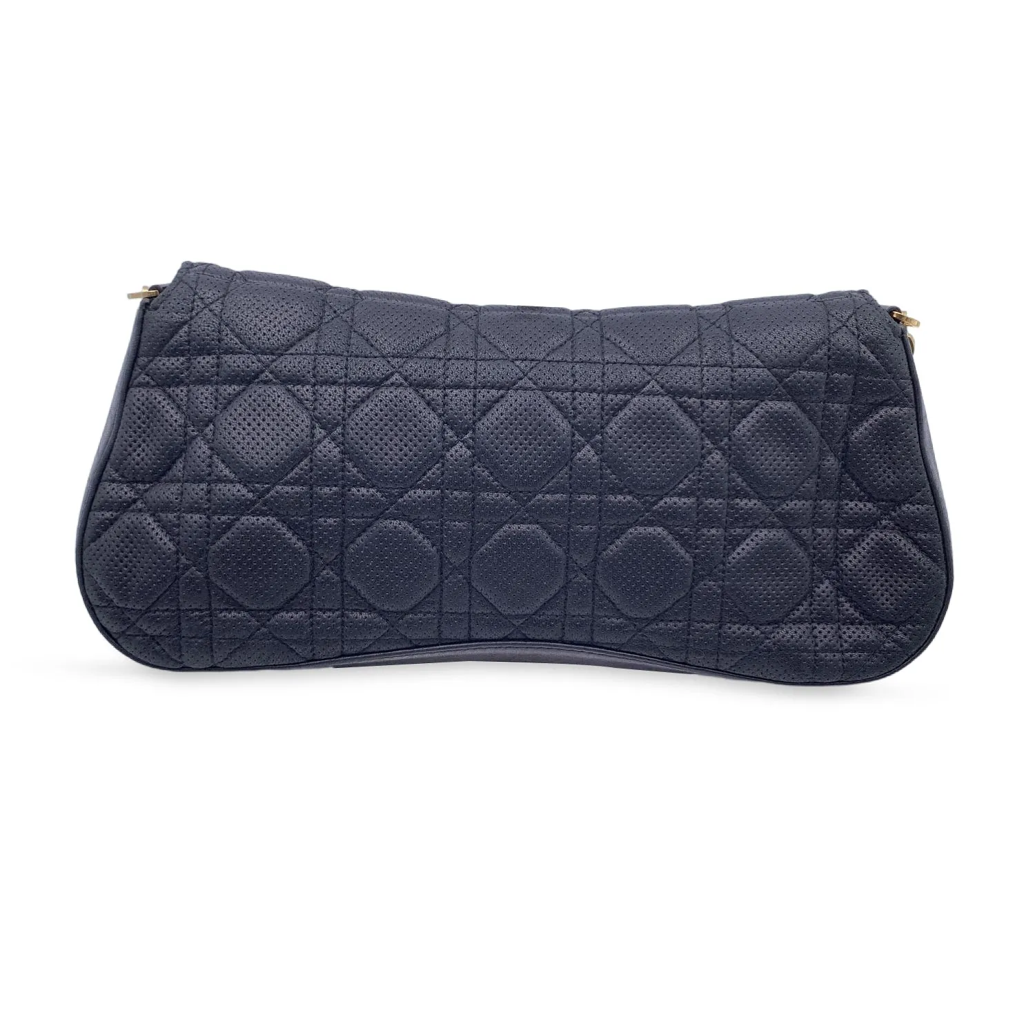 CHRISTIAN DIOR Black Perforated Leather Cannage Chain Shoulder Bag
