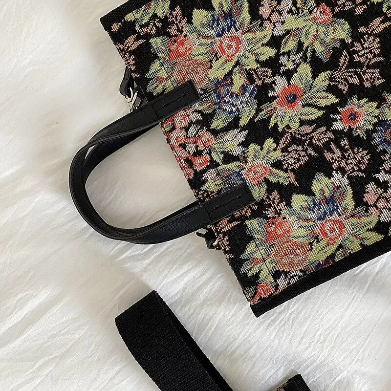 Christmas Gift 2020 New Fashion Women Waterproof Shoulder Bag Canvas Flower Mini Tote Korean Style Female  Floral Crossbody Bags