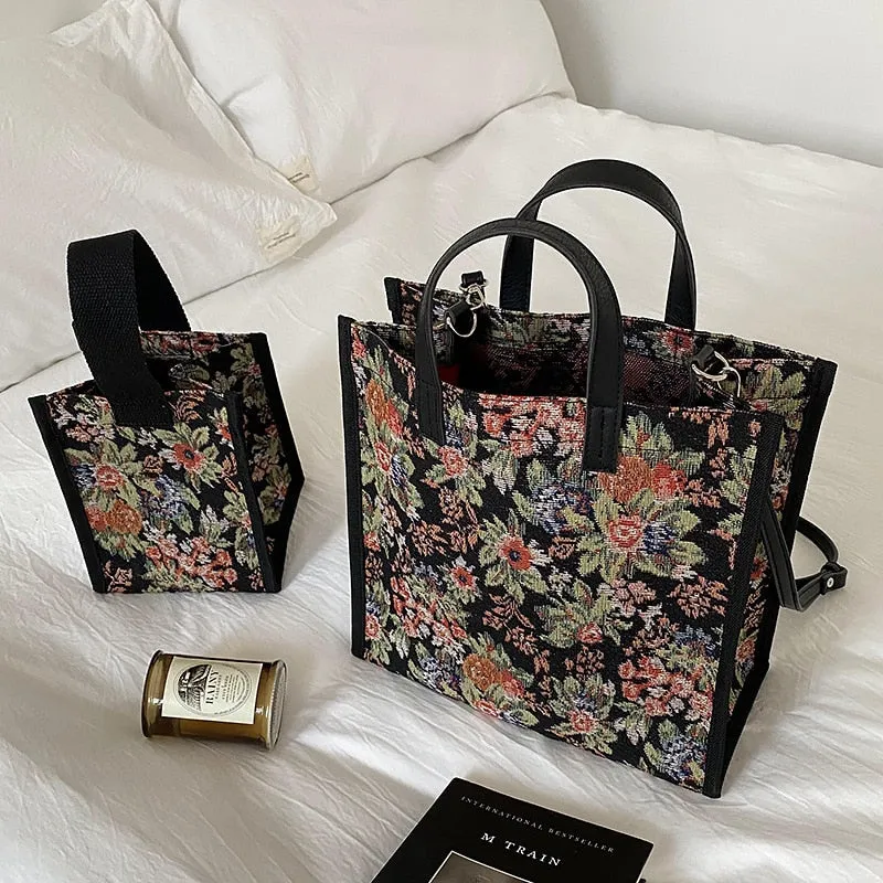 Christmas Gift 2020 New Fashion Women Waterproof Shoulder Bag Canvas Flower Mini Tote Korean Style Female  Floral Crossbody Bags