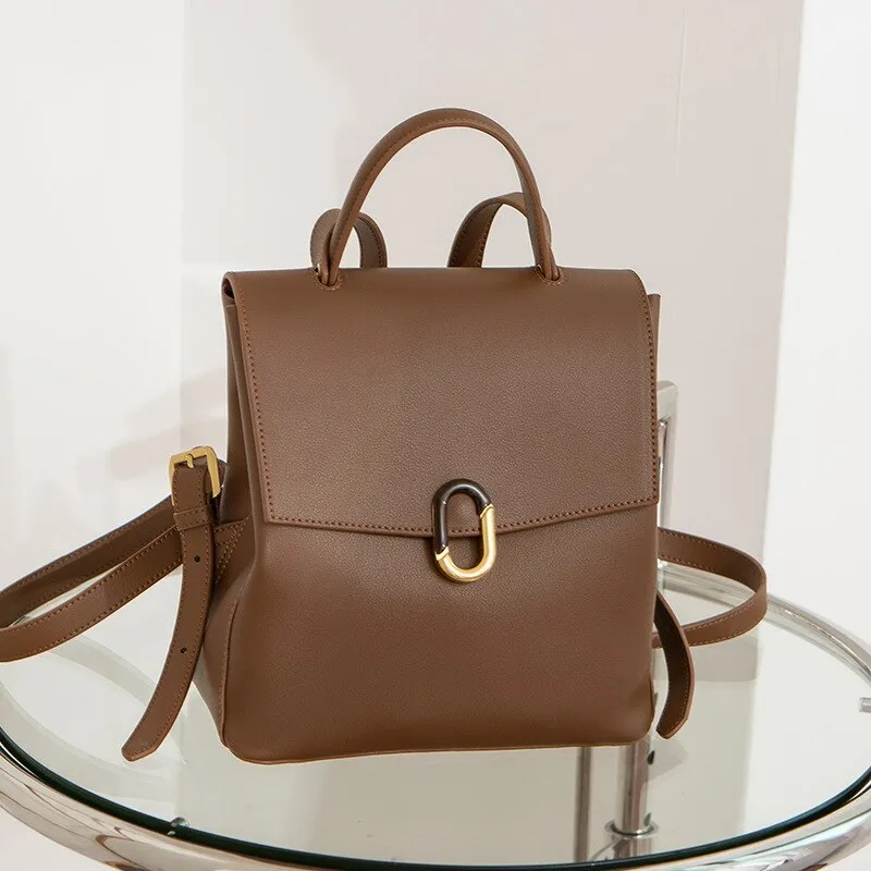 Christmas Gift Cowhide Genuine Leather Fashion Feminine Vintage Backpack Female Schoolbag Women Bagpack Sac A Dos Bag Backpacks Rugzak Rucksack