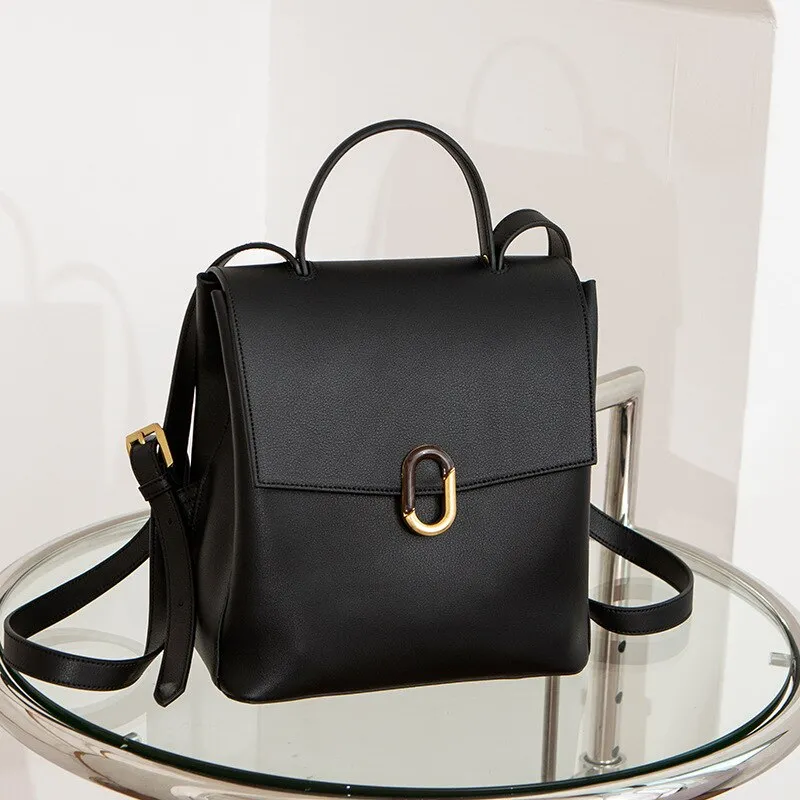 Christmas Gift Cowhide Genuine Leather Fashion Feminine Vintage Backpack Female Schoolbag Women Bagpack Sac A Dos Bag Backpacks Rugzak Rucksack