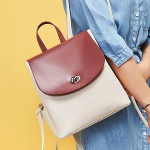Christmas Gift Real Natural Genuine Leather Cowhide Hit Color Small Fashion Cute Backpack Female For Girls Mochila Feminina Backpacks Rucksack