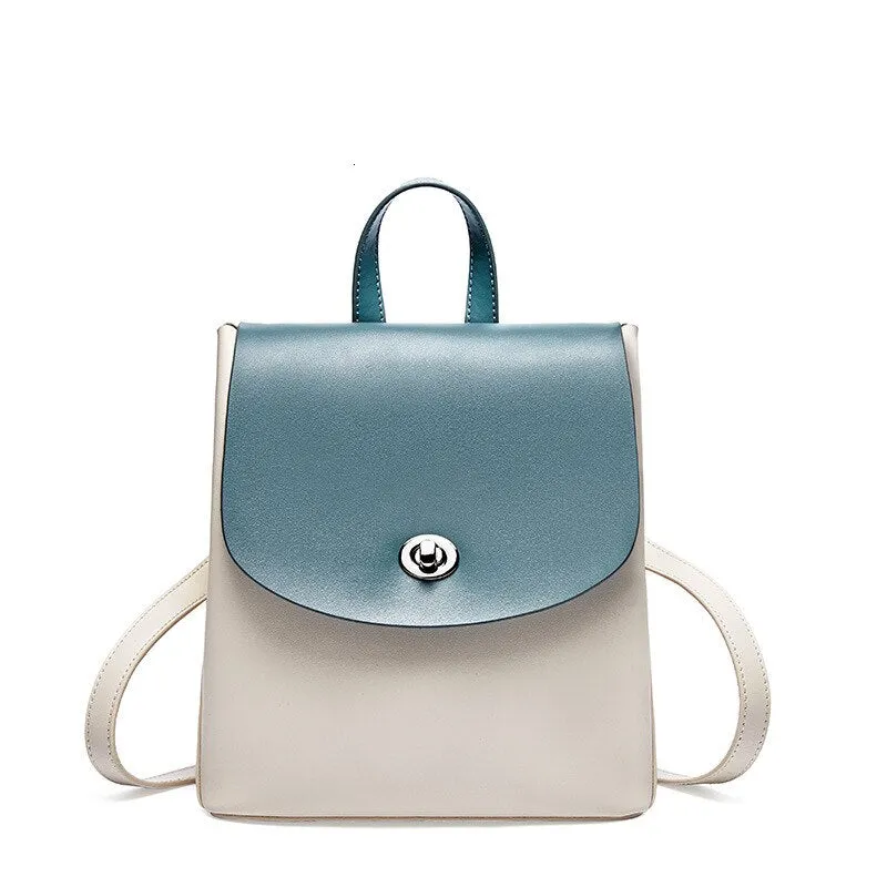 Christmas Gift Real Natural Genuine Leather Cowhide Hit Color Small Fashion Cute Backpack Female For Girls Mochila Feminina Backpacks Rucksack