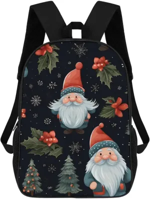 Christmas Santa Gnomes Travel Backpack Carry On Backpack 17 Inch Laptop Bag Casual Daypack for Weekender Business Hiking