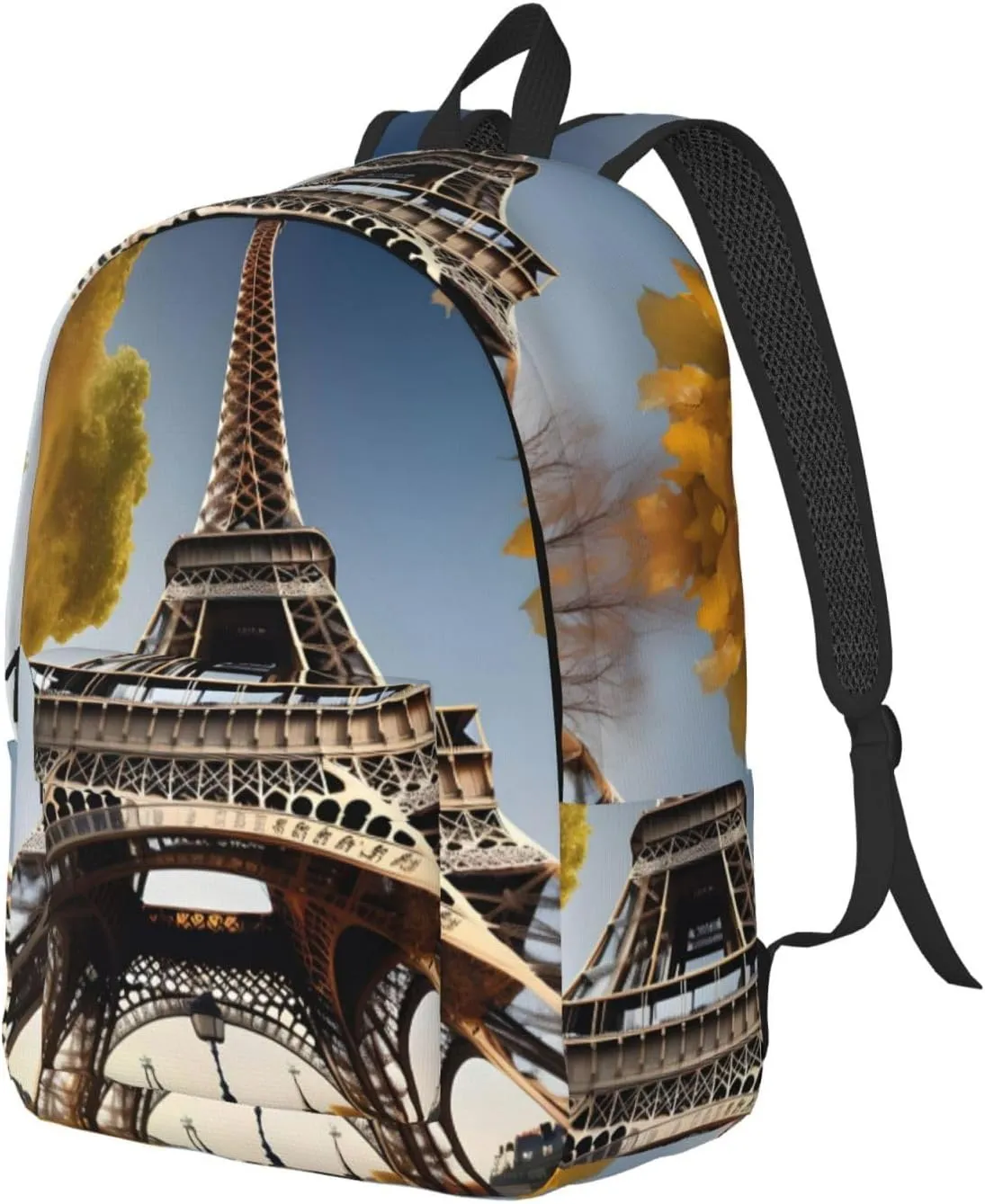Cityscape Paris Eiffel Tower France Print Canvas Backpack Women,Mens Travel Casual Daypack Bookbag For Laptop Work Travel Hiking