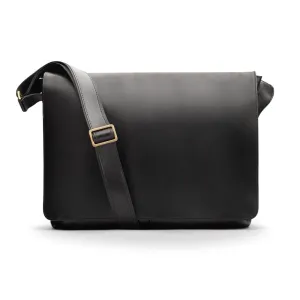 Classic Postman's Leather Messenger Bag - Black