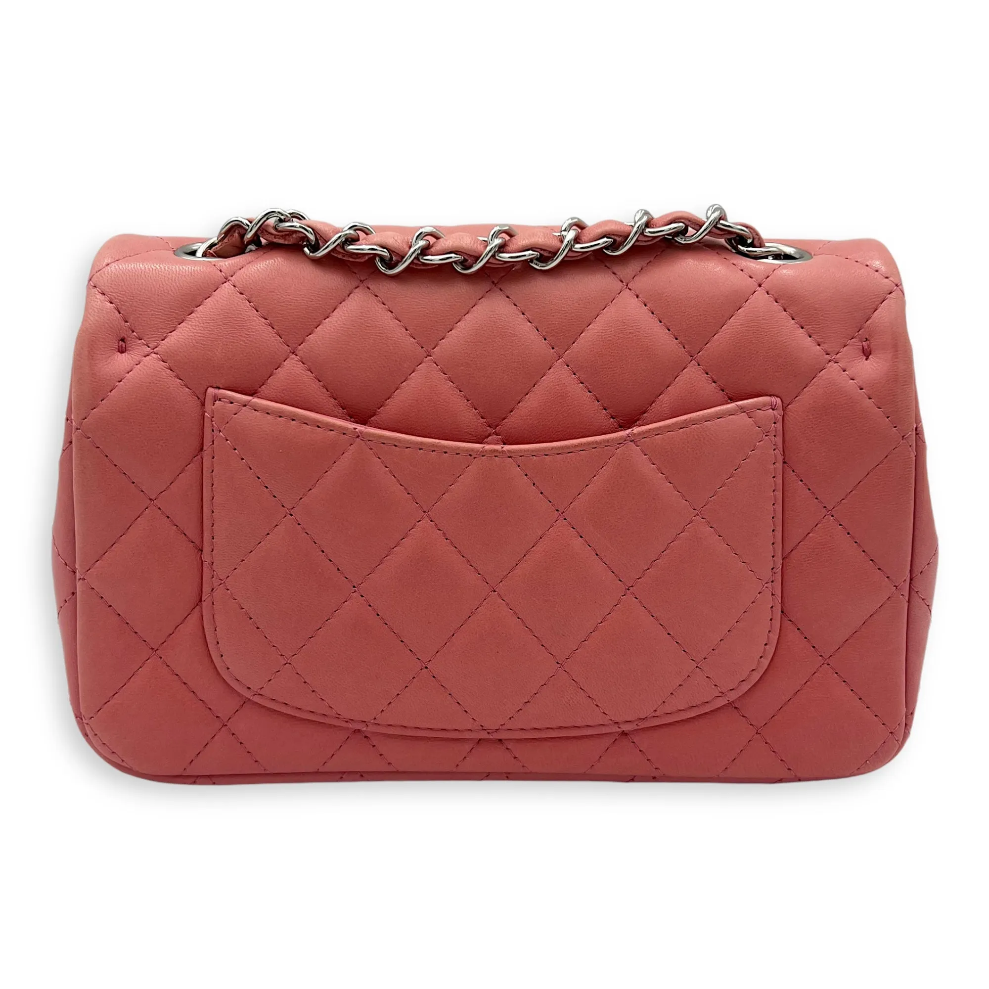 Classic Shoulder Bag Mini Rectangle Pink in Lambskin, Gold hardware
