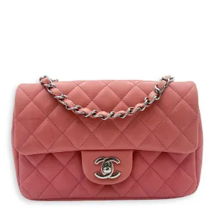 Classic Shoulder Bag Mini Rectangle Pink in Lambskin, Gold hardware