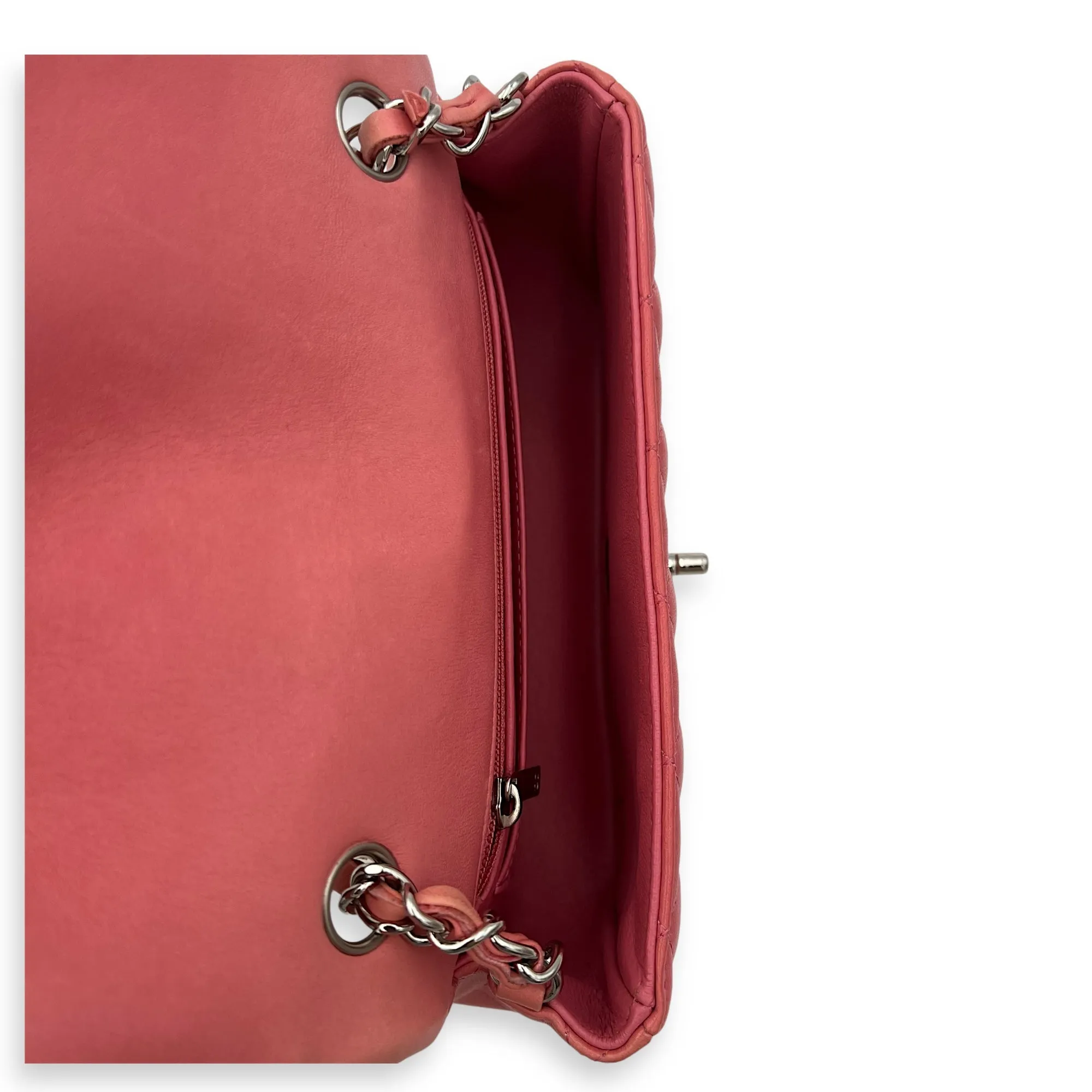 Classic Shoulder Bag Mini Rectangle Pink in Lambskin, Gold hardware