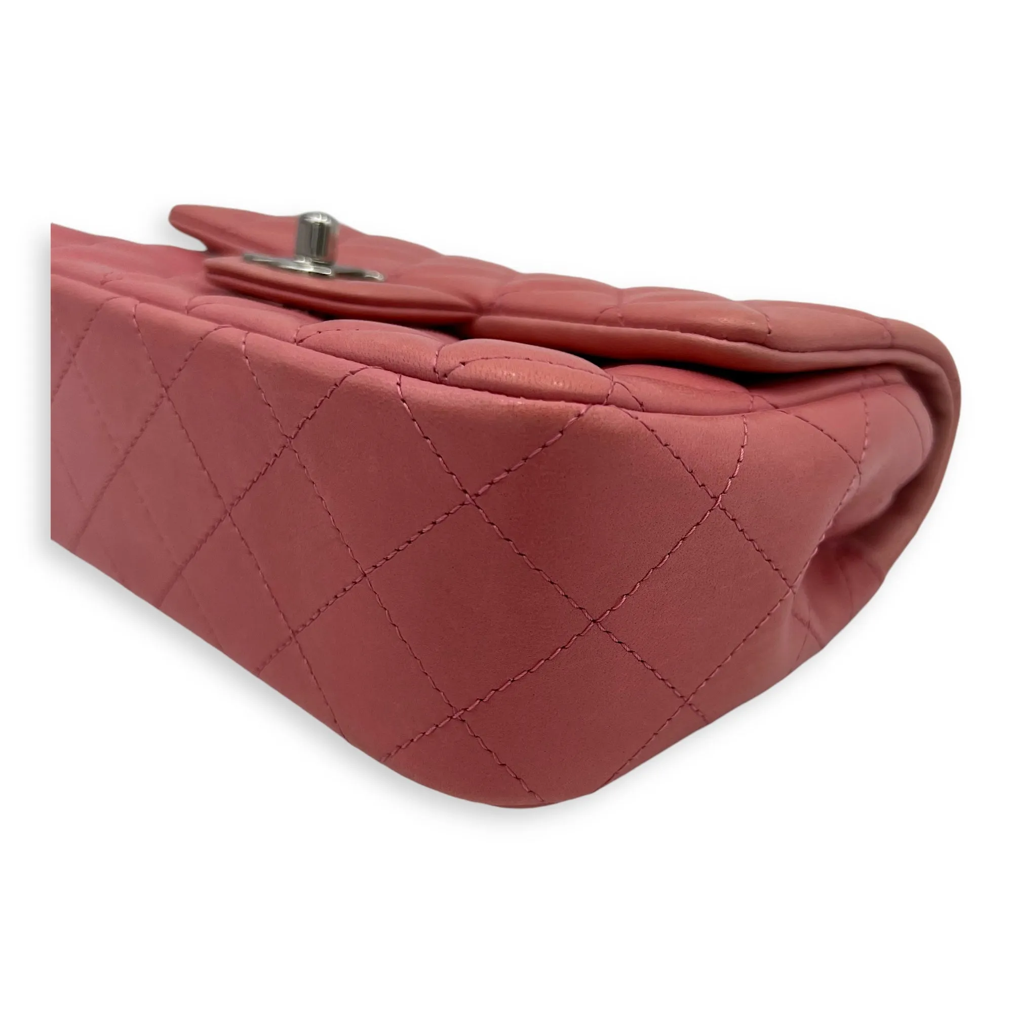 Classic Shoulder Bag Mini Rectangle Pink in Lambskin, Gold hardware