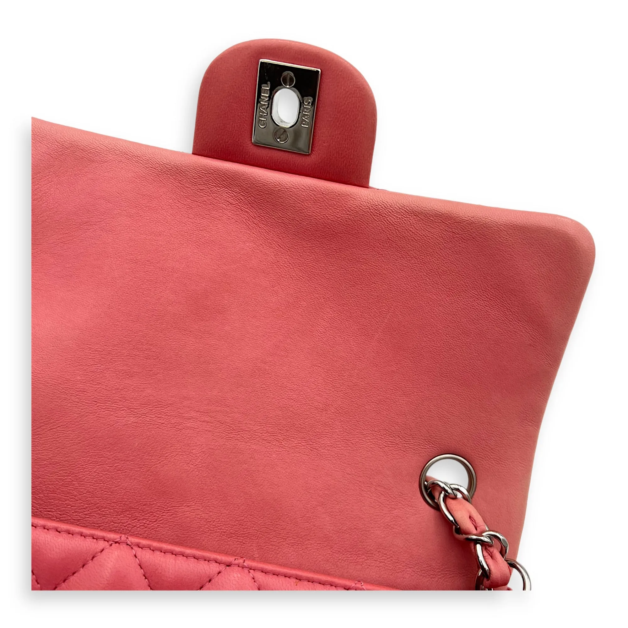 Classic Shoulder Bag Mini Rectangle Pink in Lambskin, Gold hardware