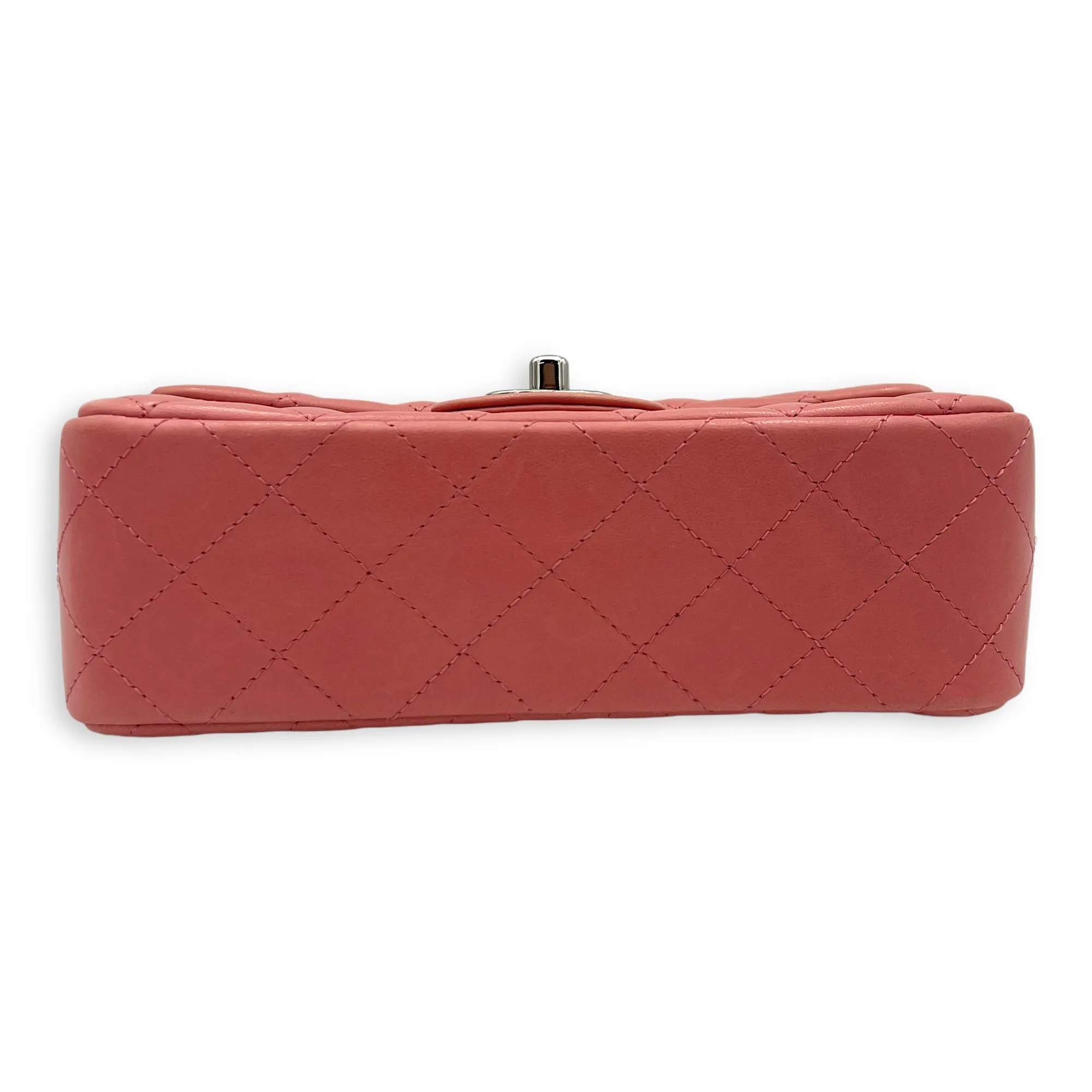 Classic Shoulder Bag Mini Rectangle Pink in Lambskin, Gold hardware