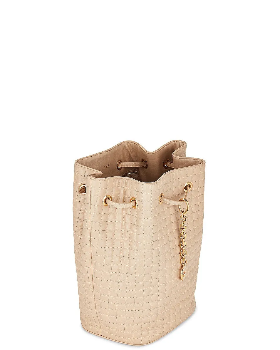 CÉLINE C CHARM QUILTED CALFSKIN LEATHER BACKPACK